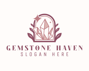 Leaf Arch Crystal Gem logo design