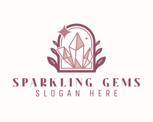 Leaf Arch Crystal Gem logo design