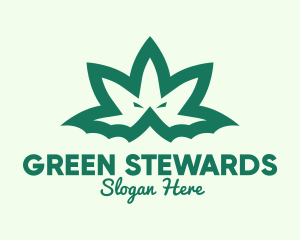 Green Weed Bat logo design