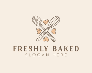 Wooden Baking Spoon Whisk logo design