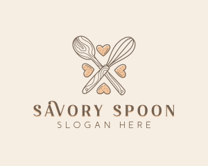 Wooden Baking Spoon Whisk logo design