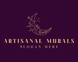 Bohemian Floral Moon logo design