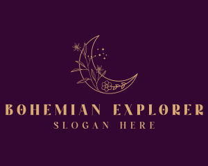 Bohemian Floral Moon logo design