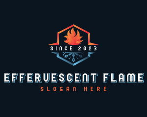 Snowflake Flame HVAC logo design