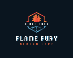 Snowflake Flame HVAC logo design