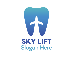 Blue Flying Tooth Plane logo design