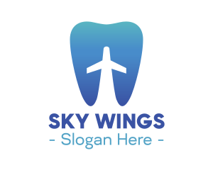 Blue Flying Tooth Plane logo design