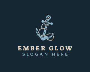 Anchor Rope Letter E logo design