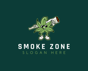 Weed Marijuana Smoke logo design