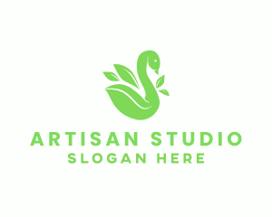 Organic Swan Leaf logo design