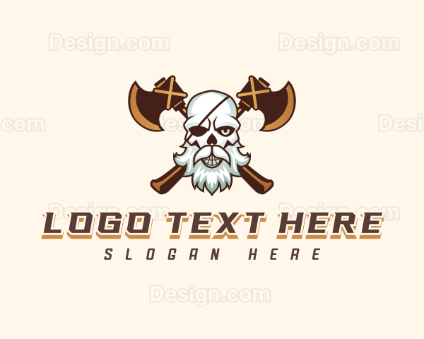 Pirate Skull Axe Logo