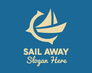 Sail Boat Compass logo design