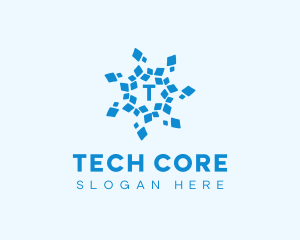 Frozen Tech Snowflake logo design