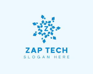 Frozen Tech Snowflake logo design