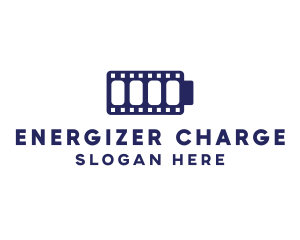 Blue Film Battery Charge logo design