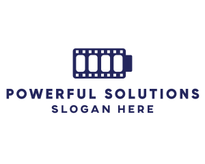 Blue Film Battery Charge logo design