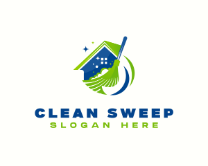 Sweep Cleaning Broom logo design