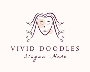 Leaf Hair Woman  logo design