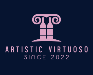 Wine Greek Pillar Bar logo design