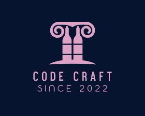 Wine Greek Pillar Bar logo design