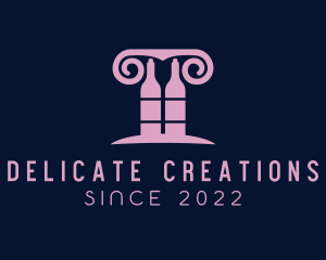 Wine Greek Pillar Bar logo design