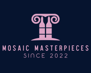 Wine Greek Pillar Bar logo design