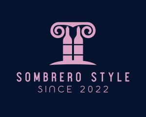 Wine Greek Pillar Bar logo design