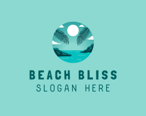 Cozy Summer Beach Palm Tree logo design