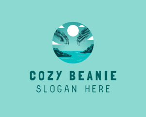 Cozy Summer Beach Palm Tree logo design