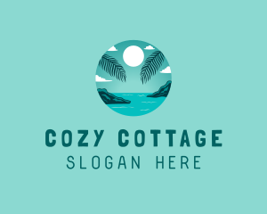 Cozy Summer Beach Palm Tree logo design