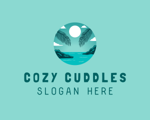 Cozy Summer Beach Palm Tree logo design