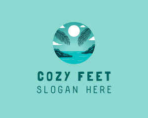 Cozy Summer Beach Palm Tree logo design