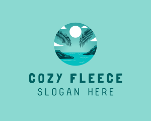 Cozy Summer Beach Palm Tree logo design