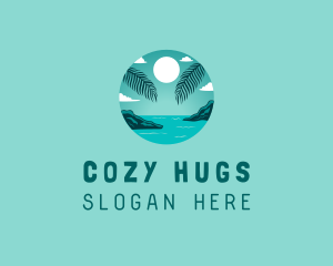 Cozy Summer Beach Palm Tree logo design