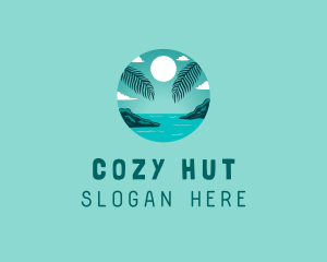 Cozy Summer Beach Palm Tree logo design