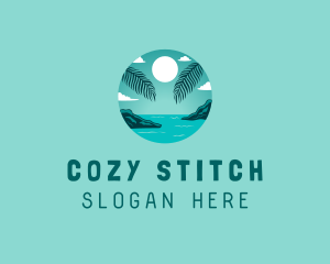 Cozy Summer Beach Palm Tree logo design