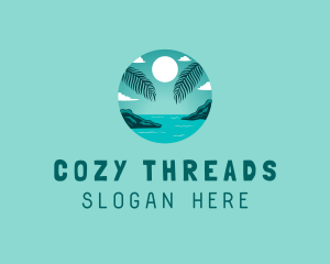 Cozy Summer Beach Palm Tree logo design