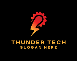 Lightning Thunder Cogwheel logo design