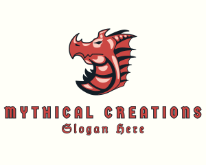 Red Dragon Mythical Creature logo design