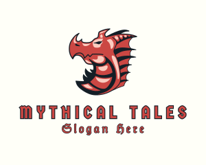 Red Dragon Mythical Creature logo design