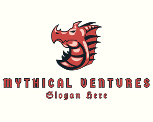 Red Dragon Mythical Creature logo design