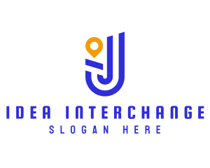 Location Pin Letter J logo design