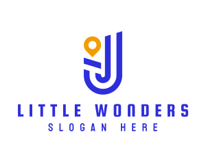 Location Pin Letter J logo design