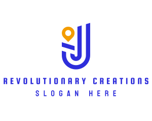 Location Pin Letter J logo design