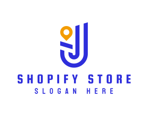 Location Pin Letter J logo design