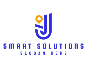 Location Pin Letter J logo design