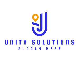 Location Pin Letter J logo design