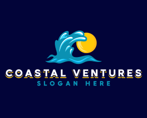 Sun Wave Ocean logo design