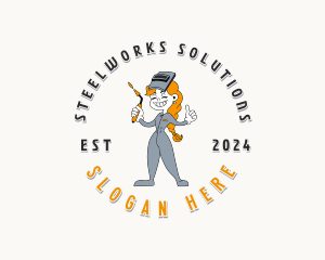 Female Welder Ironworks logo design