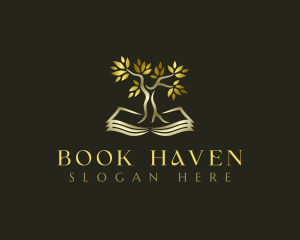 Tree Leaves Book logo design